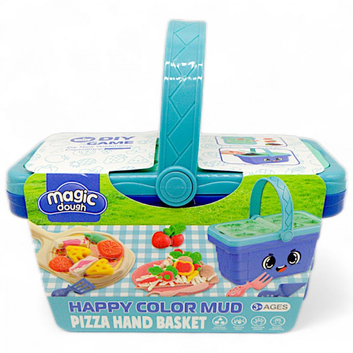 Тісто для ліплення "Кошик для пікніку: Піца”, 21 елемент, 8 кольорів тіста, молди, кухонне приладдя