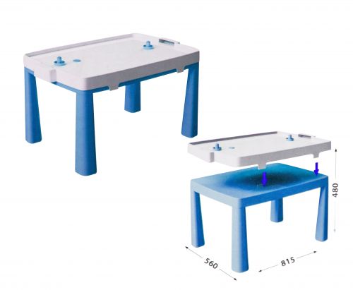 Пластиковий стіл з насадкою для аерохоккея (синій) фото