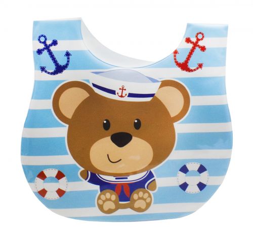 Слинявчик з прозорою кишенею "Медведик морячок" фото