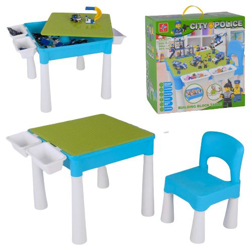 92945 [LX. A. 371] Игровой столик со стульчиком + КОНСТРУКТОР LX. A 371 (4/2)  505 деталей, в коробке [Коробка] фото
