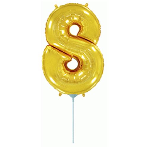 Кулька фольгована "День Народження: Цифра 8", міні, золото фото