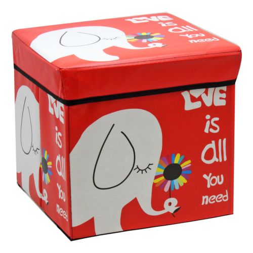 Кошик-пуфик для іграшок "Слон" (червоний) фото