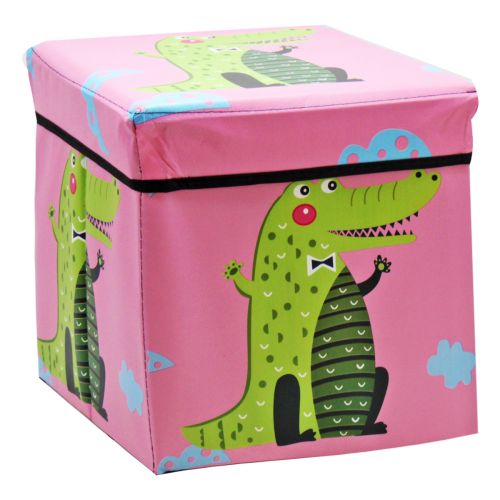 Кошик-пуфик для іграшок "Крокодил" (рожевий) фото