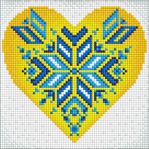 Алмазна мозаїка без підрамника "Україна у серці" 20х20 см фото