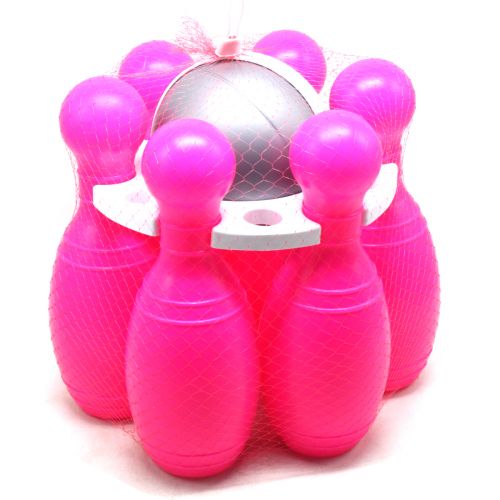 Дитячий набір для боулінгу "Кеглі великі №2" (рожеві) фото