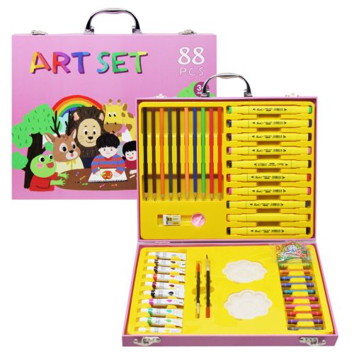 Набір для малювання "Art Set", 88 елементів (рожевий) фото