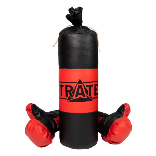 Боксерський набір Груша та рукавички, 40 см (червоно-чорний) фото