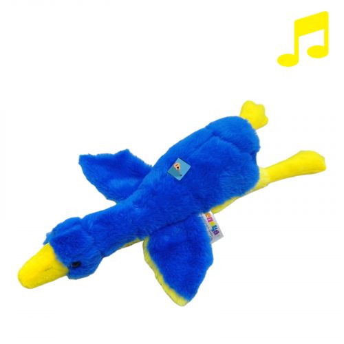Мʼяка іграшка "Гусак-обіймусь", 40 см, патріот, музичний, жовто-блакитний фото