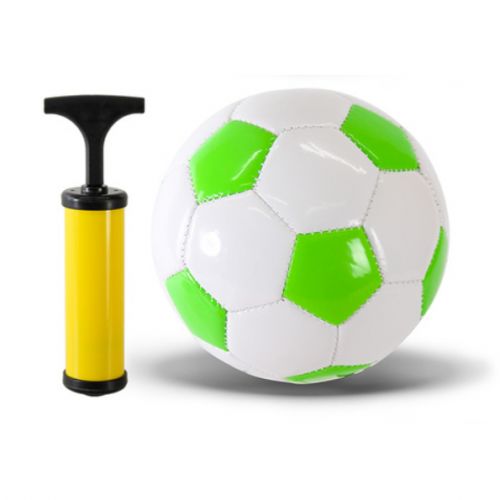 Мʼяч футбольний PVC №2 з насосом (біло-зелений) фото