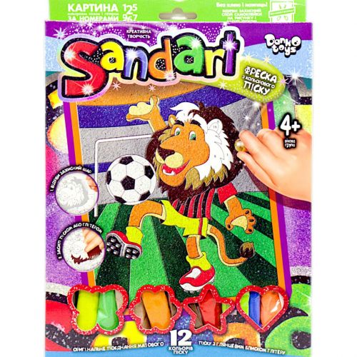 Фреска з кольорового піску "Sandart" лев фото