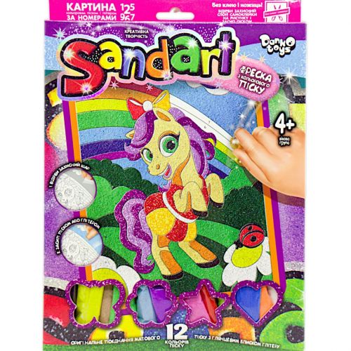 Фреска з кольорового піску "Sandart" Поні з бантом фото