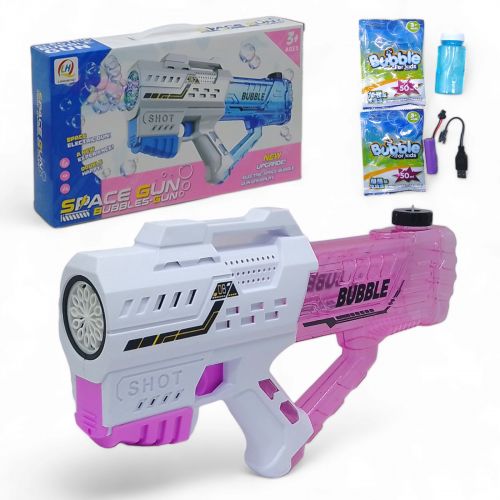 Автомат з мильними бульбашками "Space Bubbles-Gun" (біло-рожевий) фото