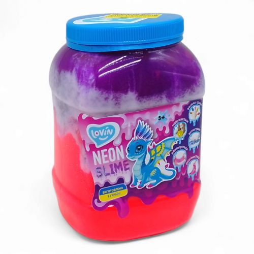 Big slime NEON ТМ Lovin Іграшка-антистрес 1150 мл фіолетово рожевий фото