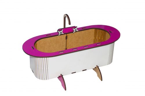 Ванна деревʼяна для ляльок (біло-рожева) фото