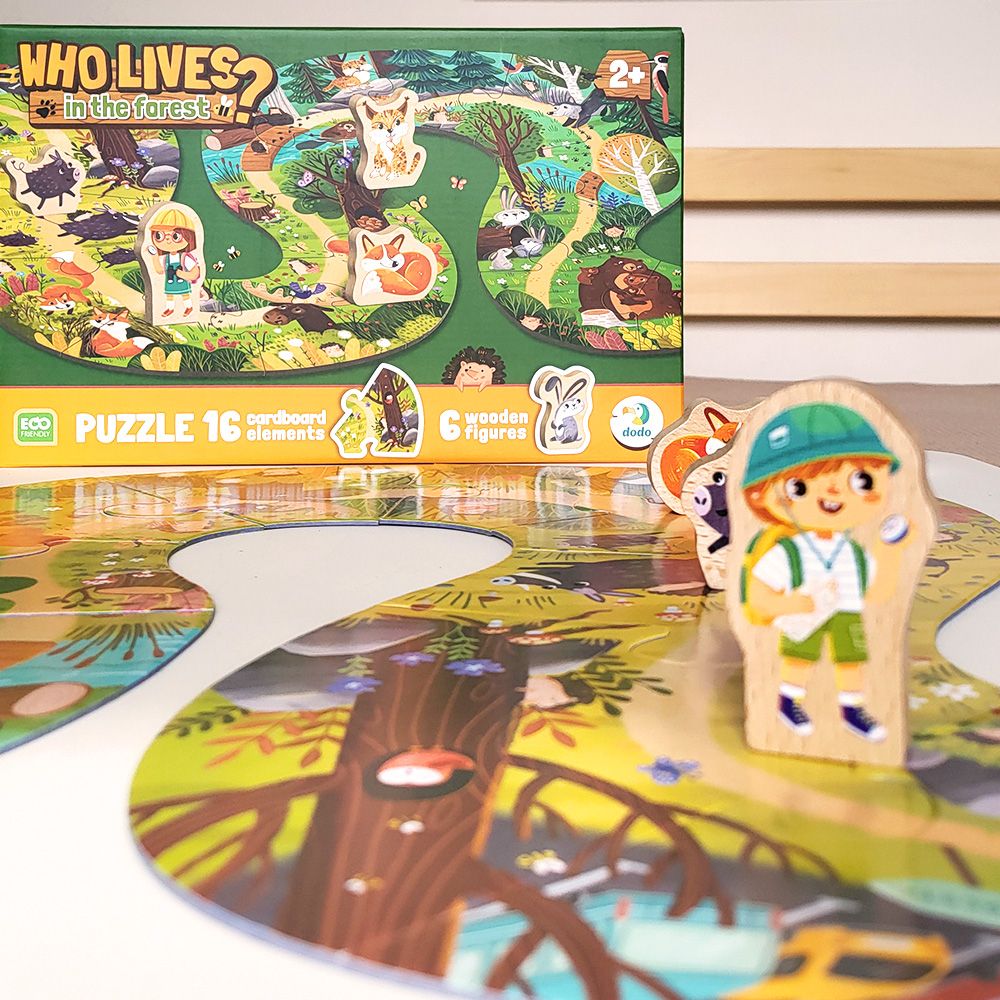 Пазл «Хто живе в лісі?» (16 картонних деталей + 6 дерев'яних фігурок)  фото 10