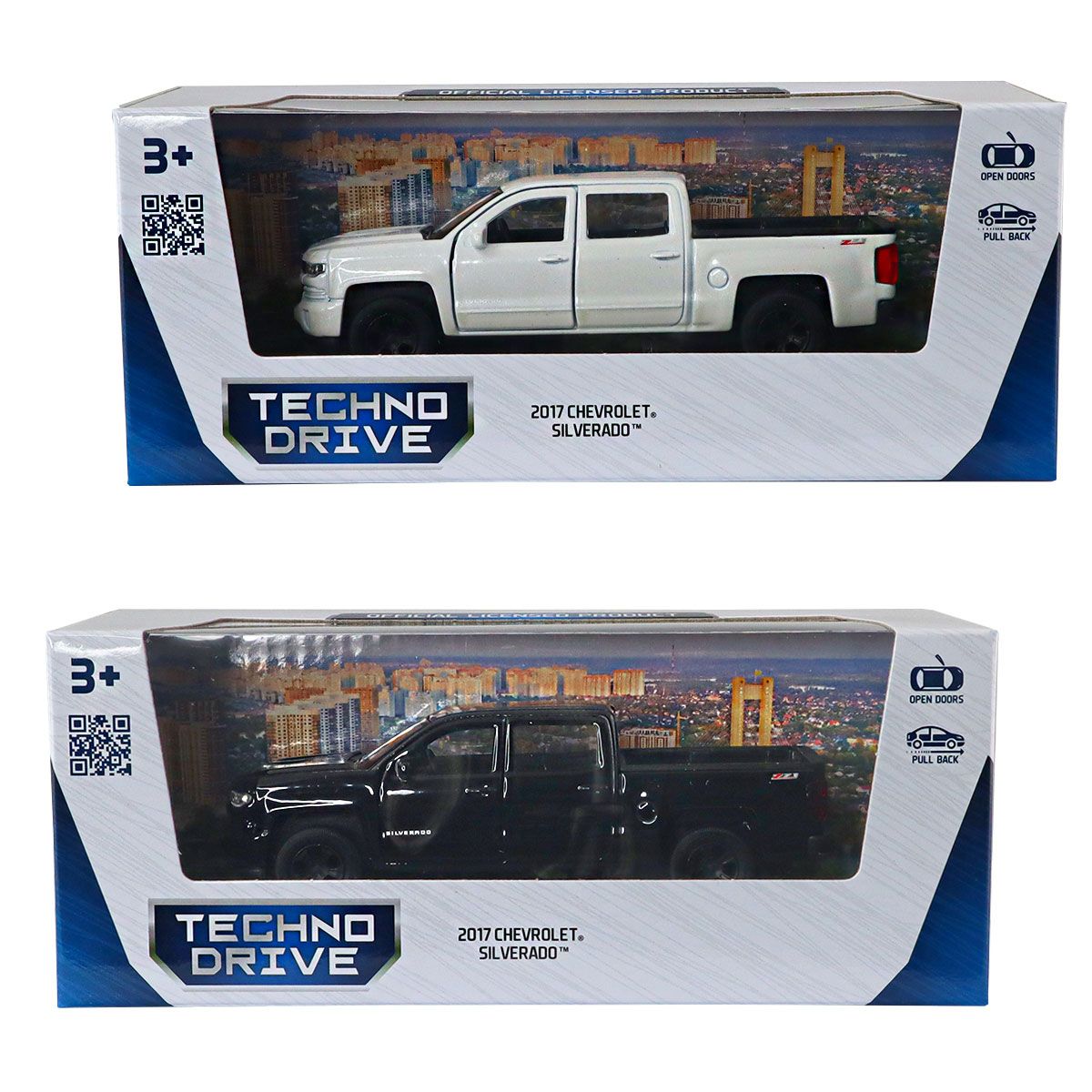 Автомодель - Chevrolet Silverado 2017 (перламутрово-белый, черный)  фото 10