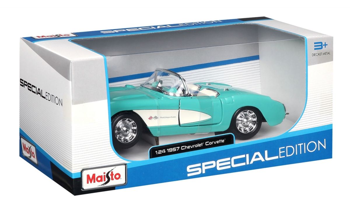 Автомодель в масштабе 1:24 - 1957 Chevrolet Corvette голубой  фото 10