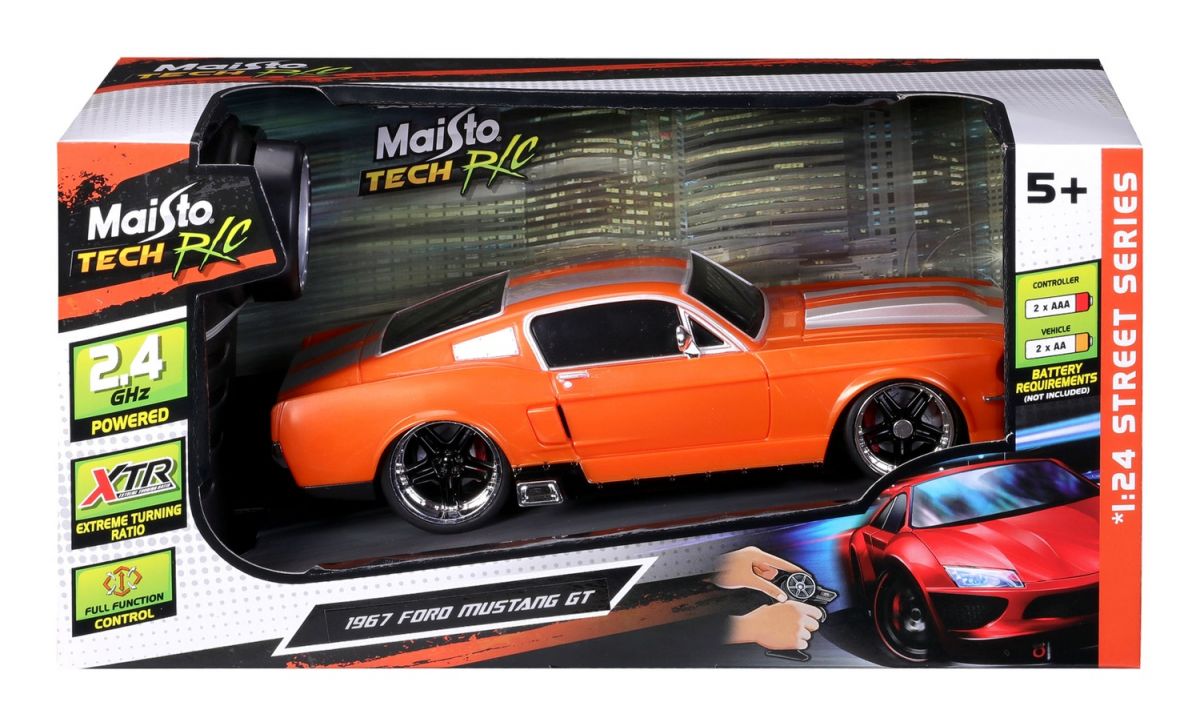 Машинка игрушечная на радиоуправлении 1967 Ford Mustang GT, масштаб 1:24 оранжевый  фото 10