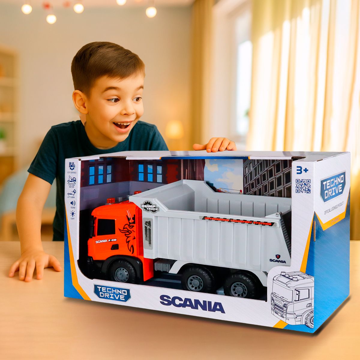Автомодель серии Super Big Truck – Самосвал Scania (свет, звук)  фото 10