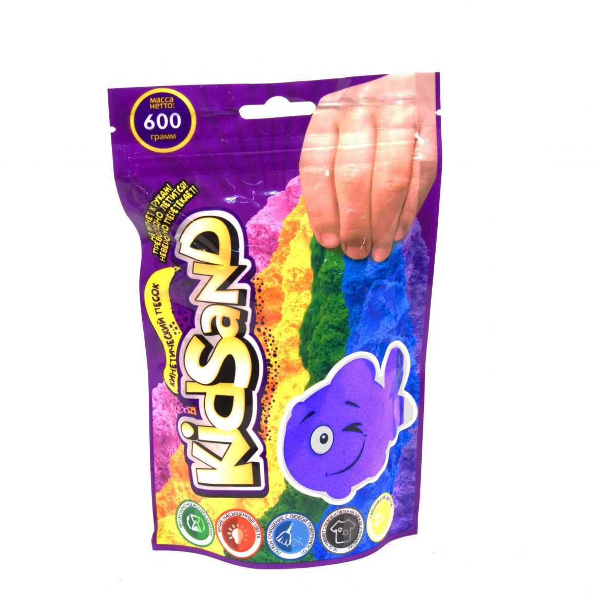 Кинетический песок KidSand, в пакете, 600 г фиолетовый