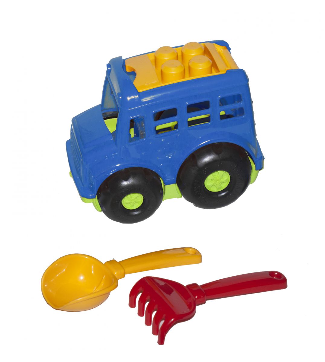 Автобус "Бусик №1" + лопатка і грабельки (синій)