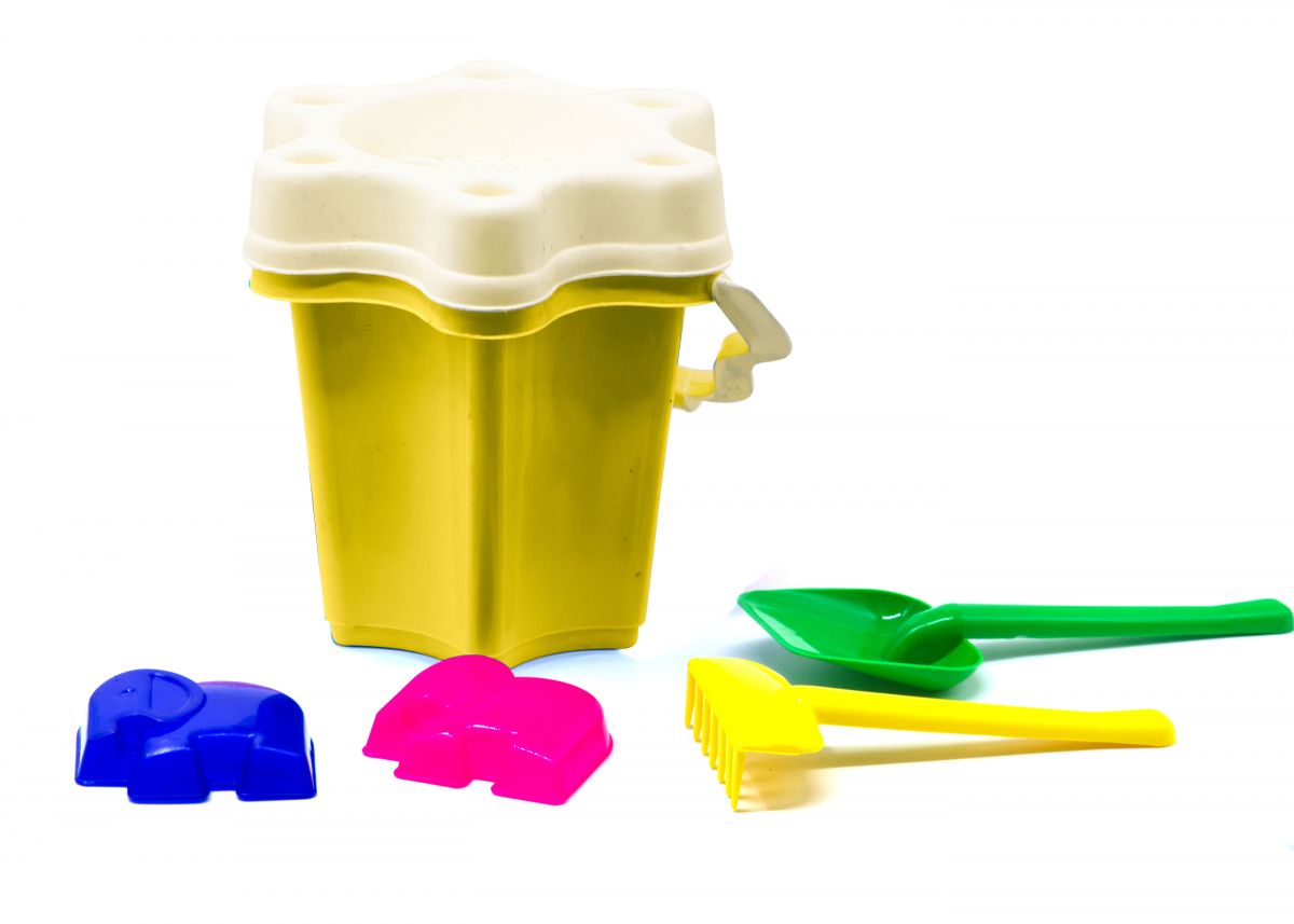 Ведро Цветочек-2 набор (лоп+граб+2 пас) желтый.  фото 1