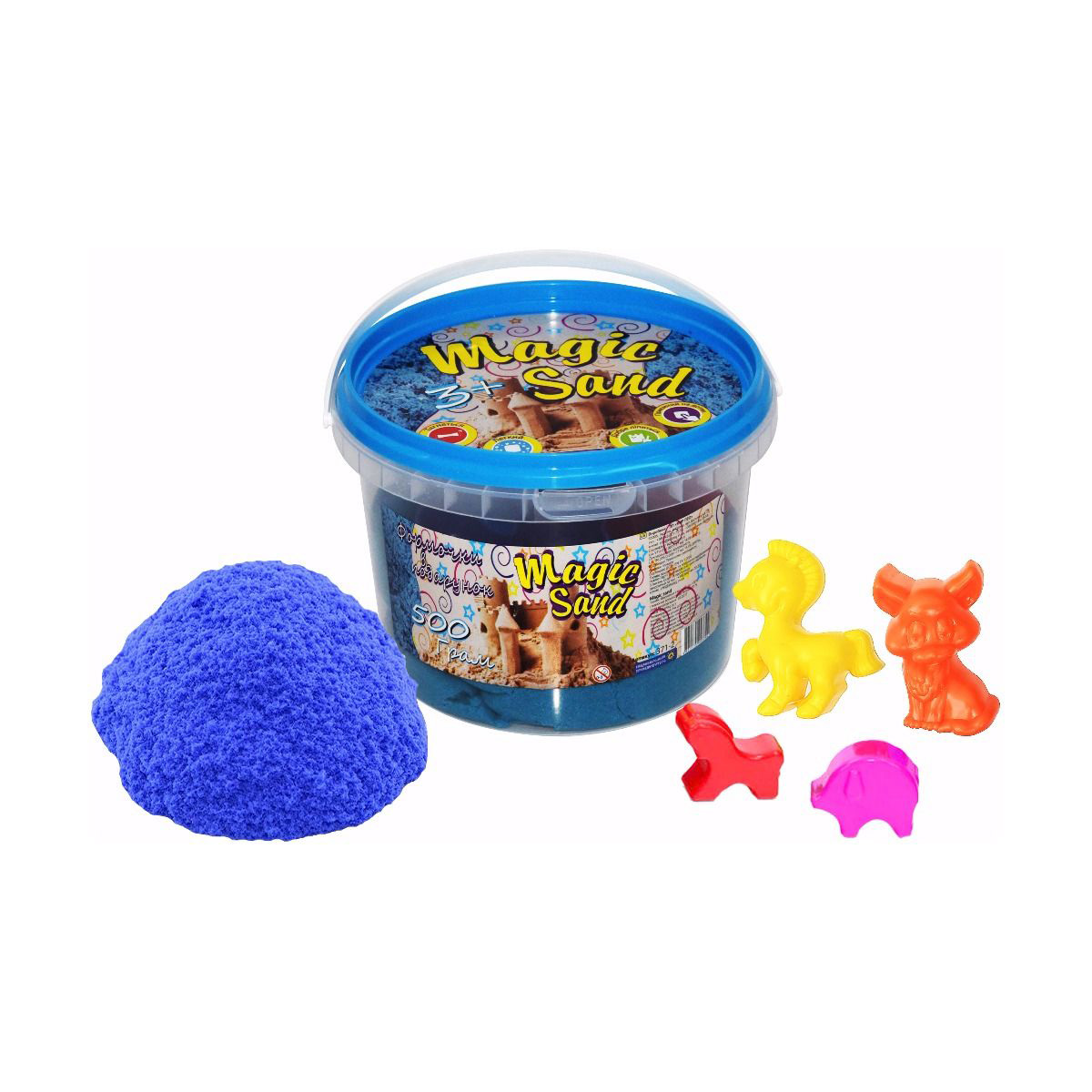 Кінетичний пісок "Magic Sand", 500 г, з формочками (блакитний) Кінетичний пісок "Magic Sand", 500 г, з формочками (блакитний)