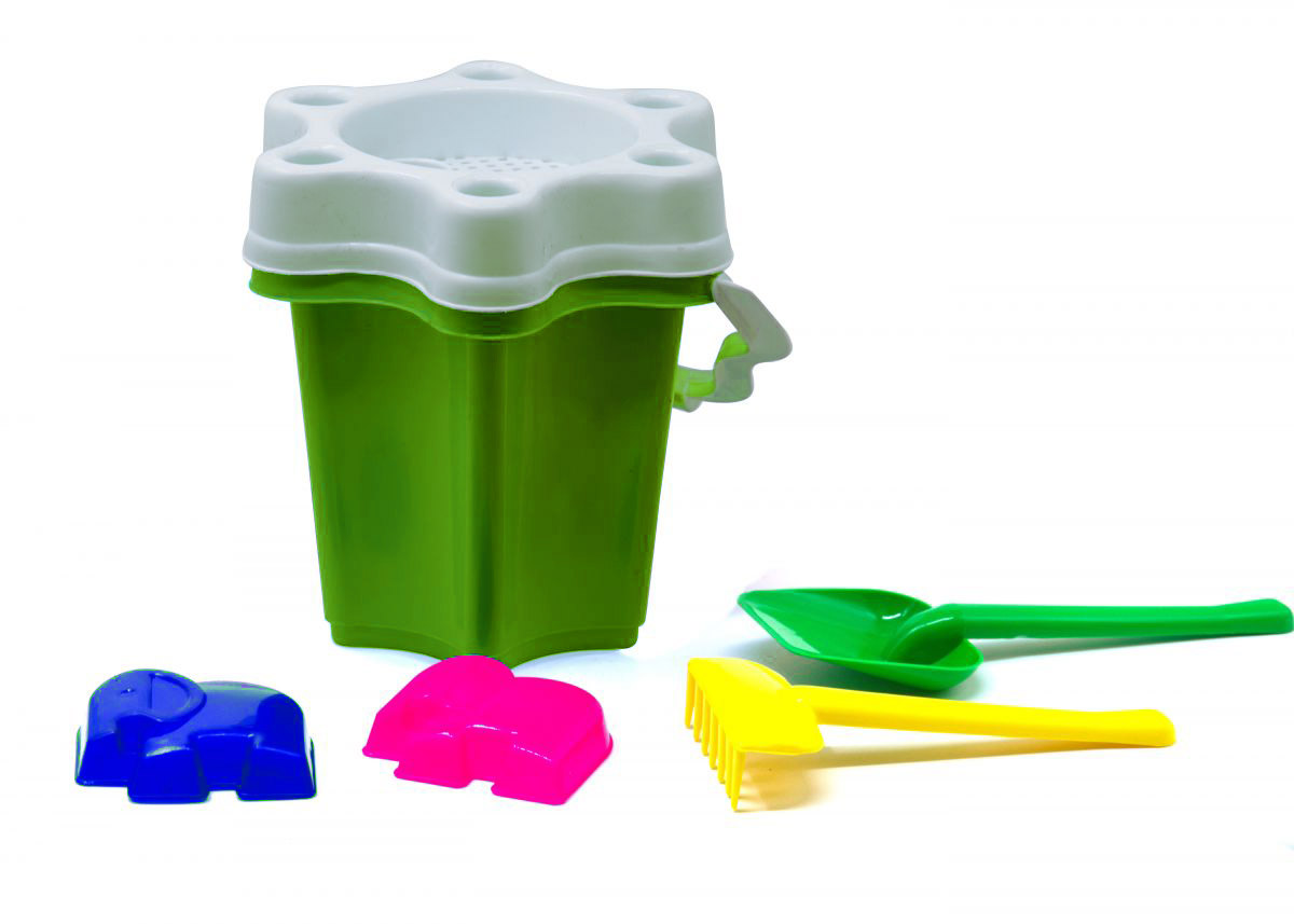 Ведро Цветочек-2 набор (лоп+граб+2 пас) салатовый.  фото 1