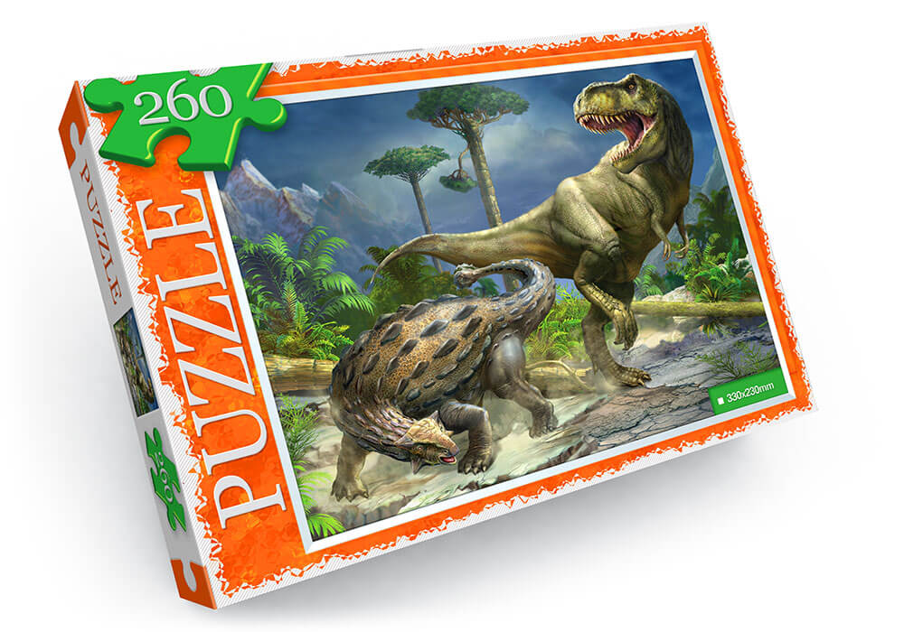 Пазлы "Битва динозавров", 260 эл