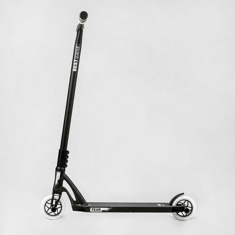 Самокат трюковий "Best Scooter" FEAR, SCS-система, ПЕГІ, алюмінієвий диск та дека, колеса PU, d=115 мм, ширина керма 58 см фото 11 Самокат трюковий "Best Scooter" FEAR, SCS-система, ПЕГІ, алюмінієвий диск та дека, колеса PU, d=115 мм, ширина керма 58 см фото 11