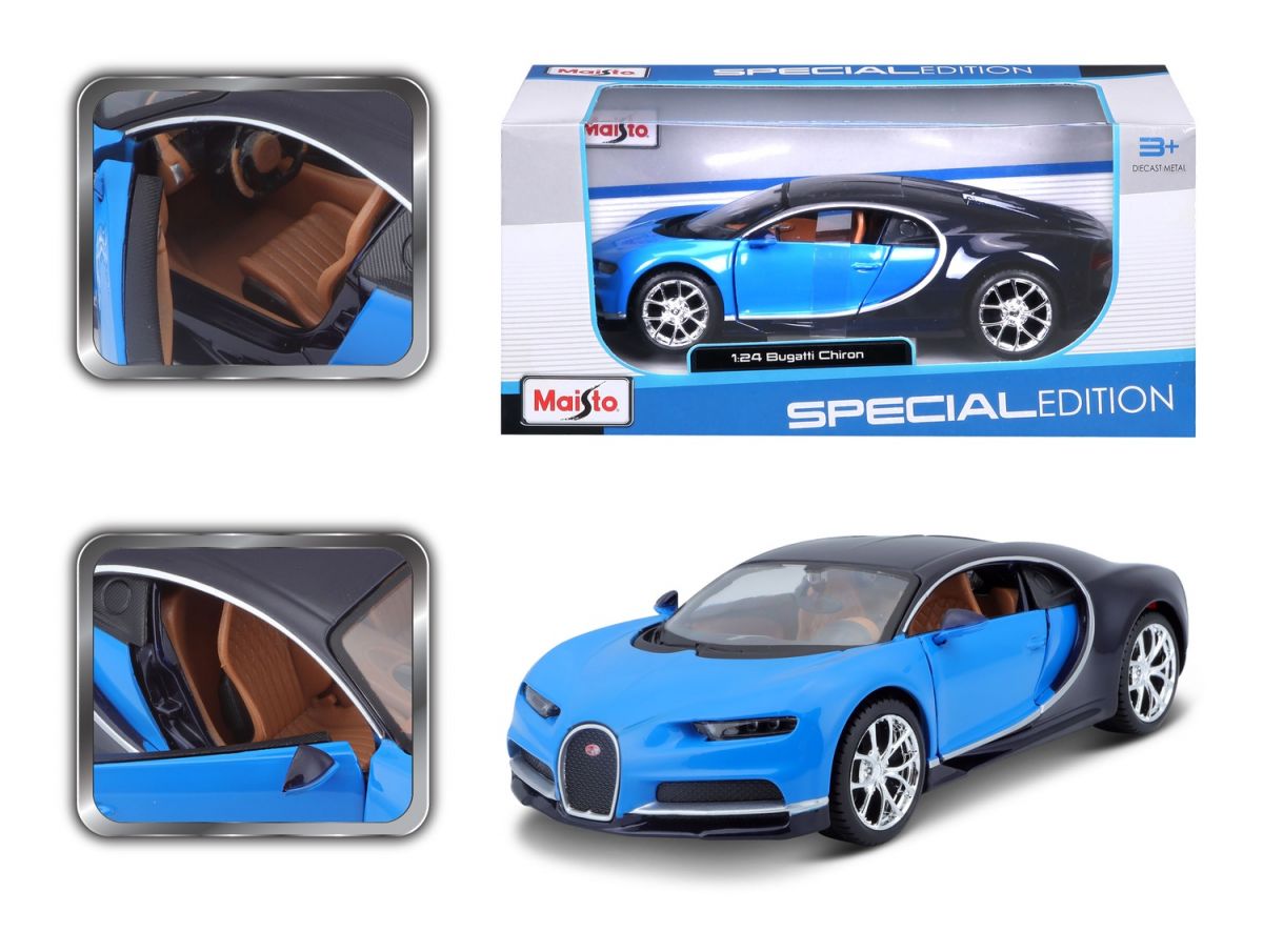 Автомодель в масштабе 1:24 - Bugatti Chiron синий металлик  фото 11