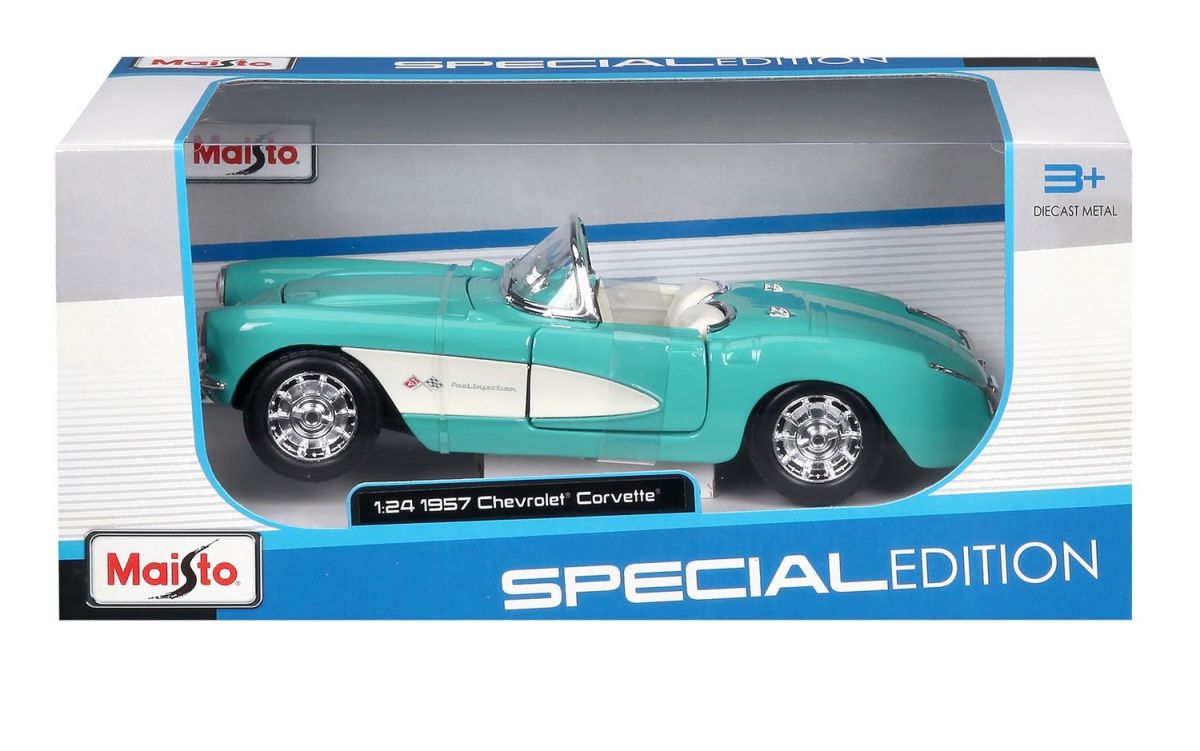 Автомодель в масштабе 1:24 - 1957 Chevrolet Corvette голубой  фото 11