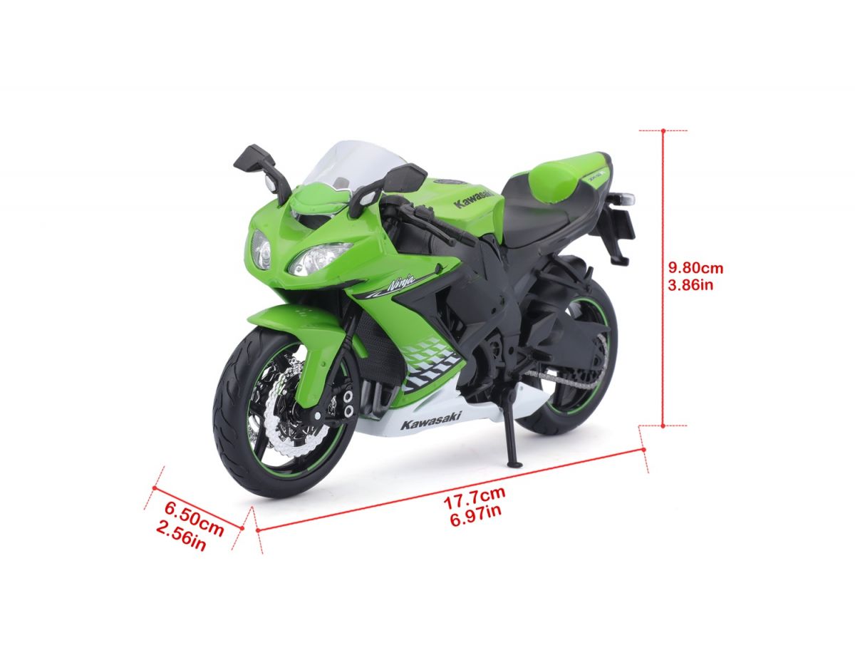 Мотоцикл игрушечный Kawasaki Ninja ZX-10R в масштабе 1:12  фото 11