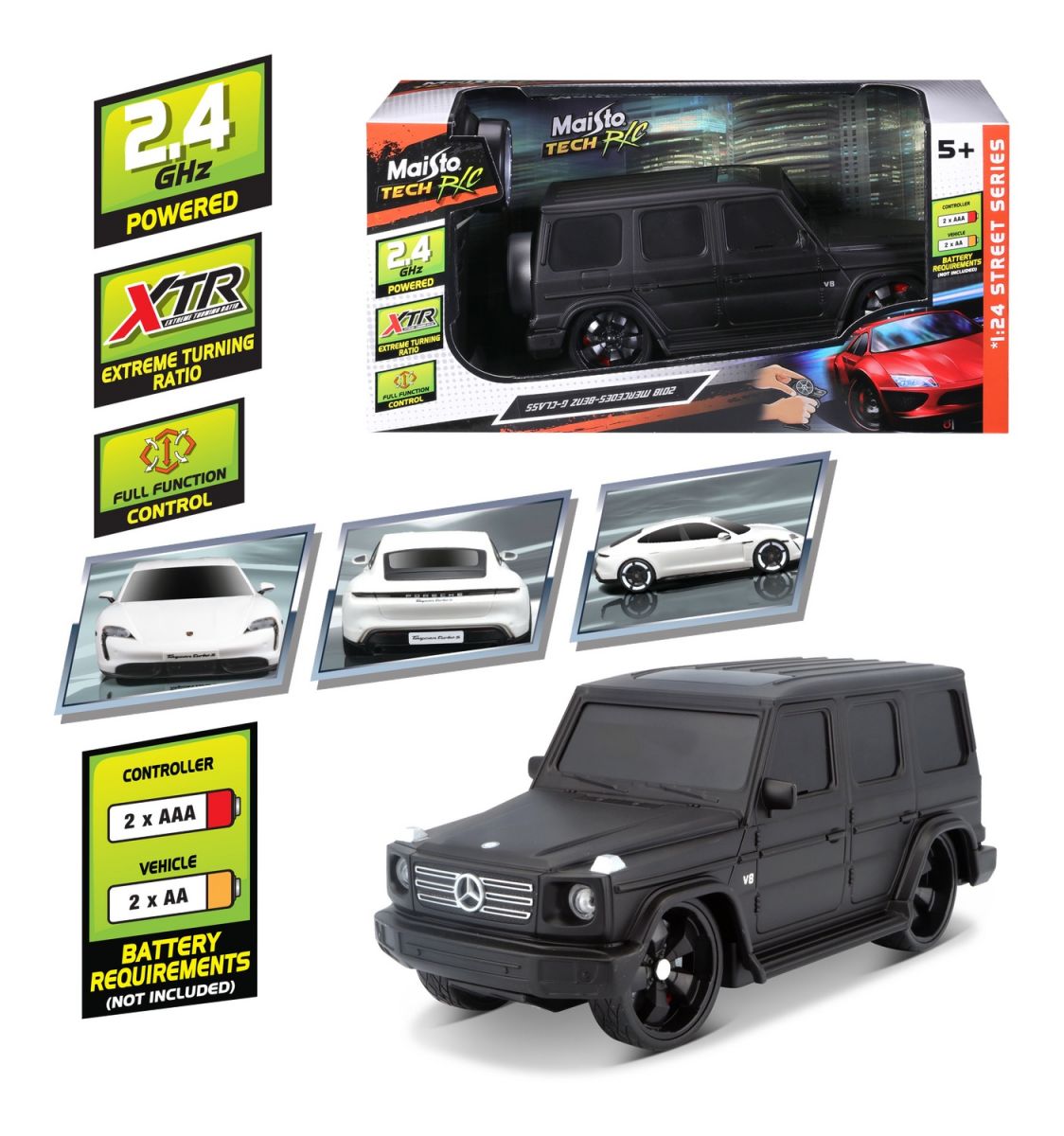 Машинка іграшкова на р/к  2018 Mercedes-Benz G-Class, масштаб 1:24 матовий чорний  фото 11