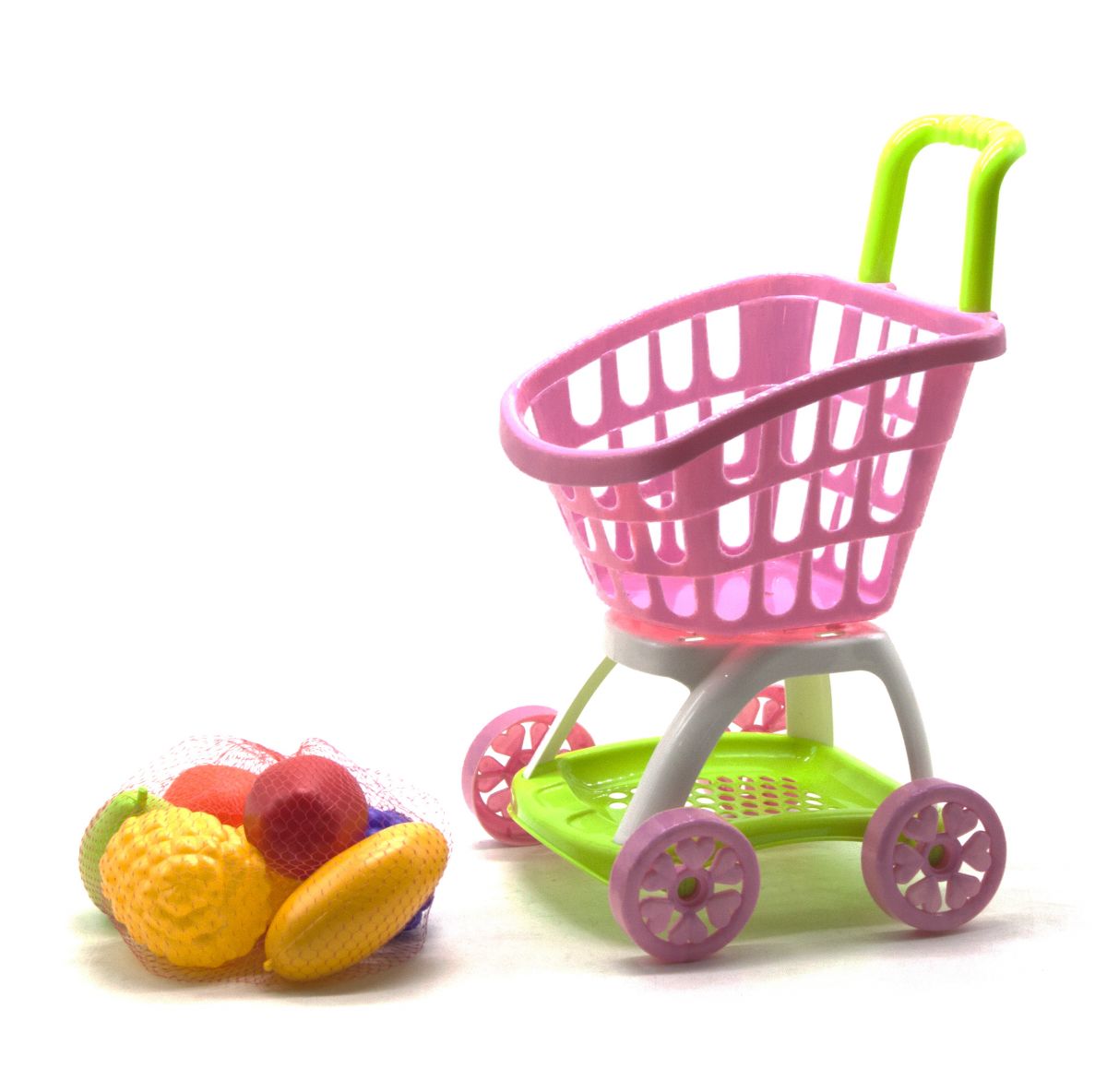 Візок покупця з продуктами рожевий