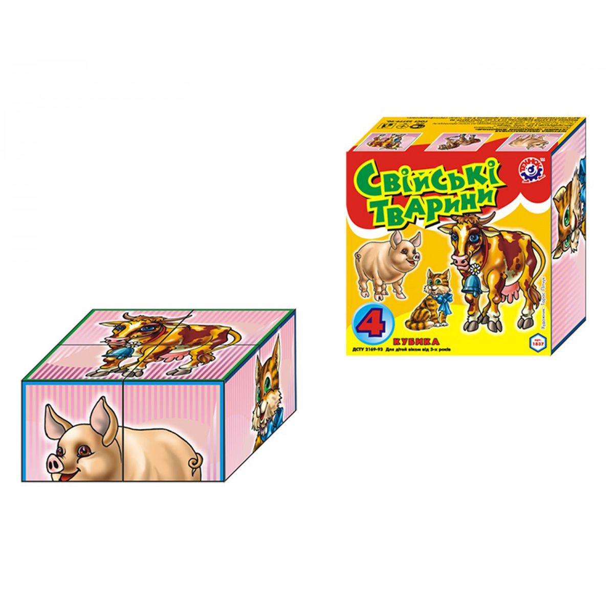 Кубики "Домашние животные" (4 кубика)