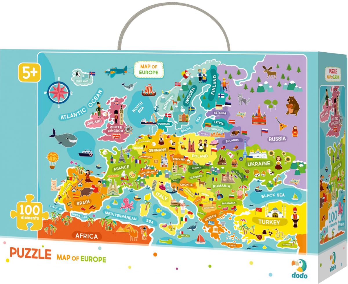 Пазлы "Карта Европы", 100 элементов