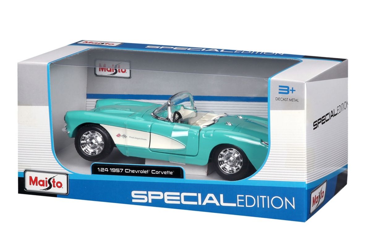 Автомодель в масштабе 1:24 - 1957 Chevrolet Corvette голубой  фото 12