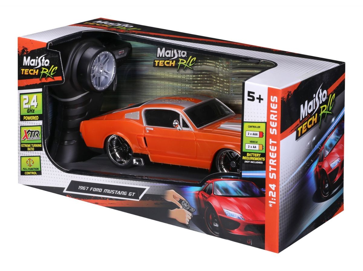 Машинка игрушечная на радиоуправлении 1967 Ford Mustang GT, масштаб 1:24 оранжевый  фото 12