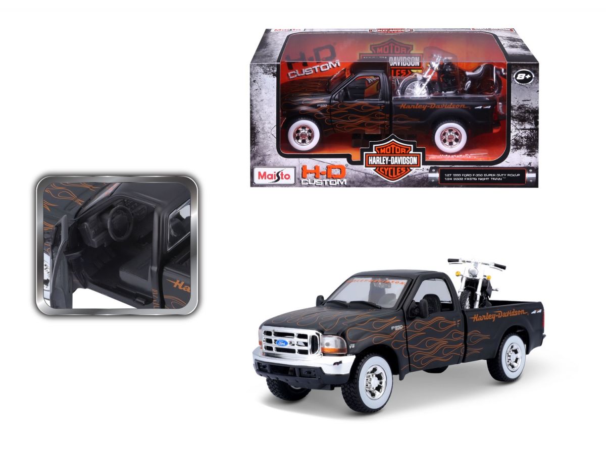 Набір іграшковий Harley-Davidson: машинка 1:27 1999 Ford F-350 Super Duty Pickup, мотоцикл 1:24  фото 12