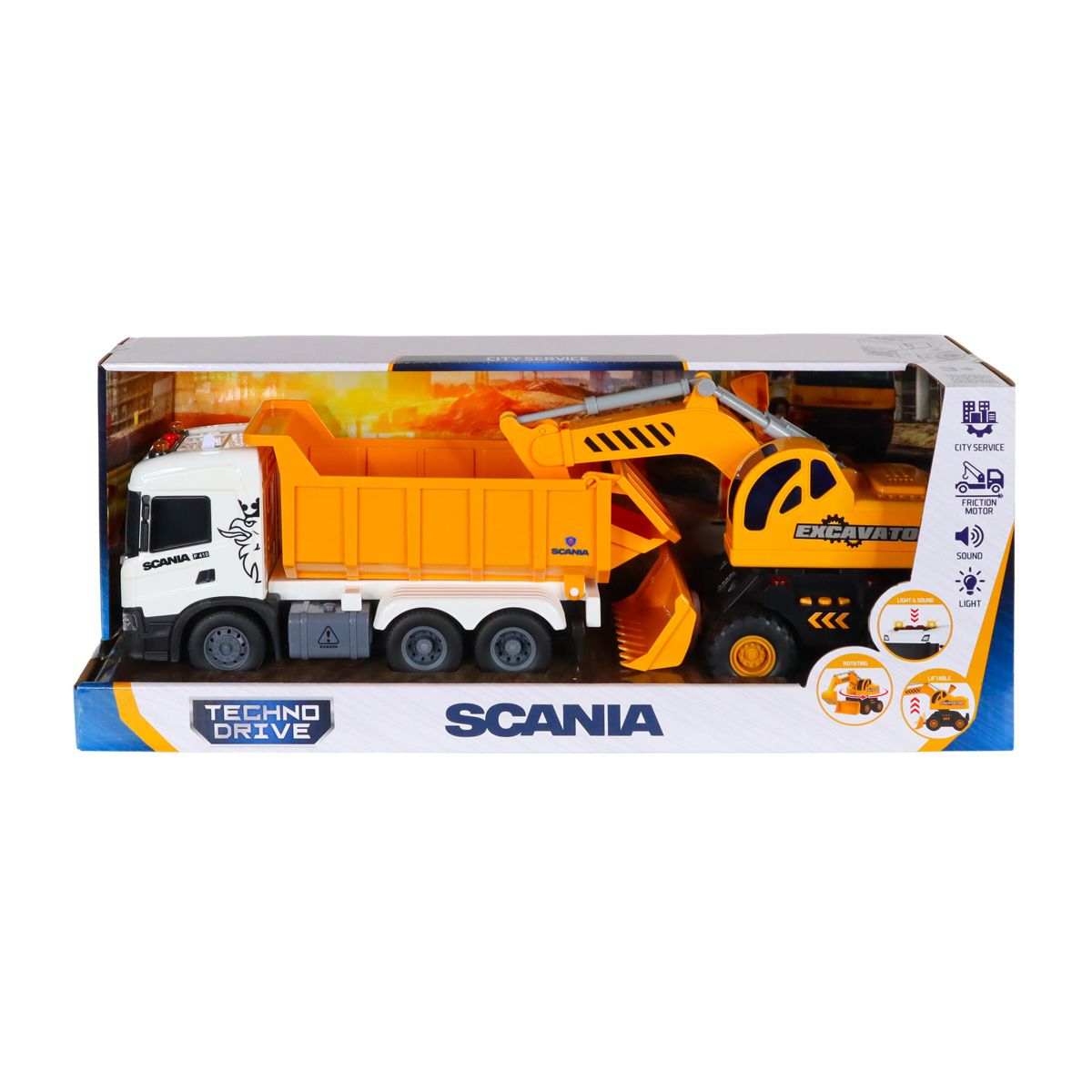 Ігровий набір серії 2 in 1 Truck – Самоскид Scania і екскаватор (світло, звук)  фото 12