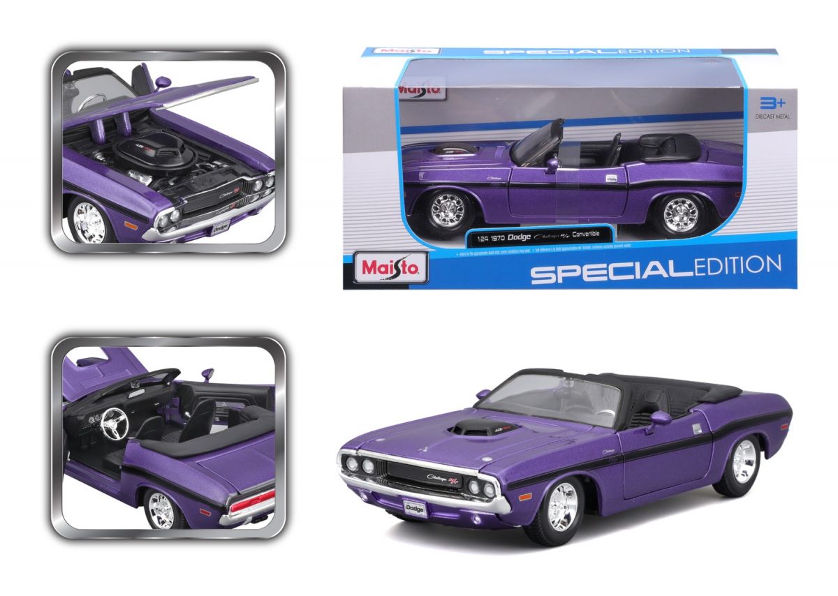 Машинка іграшкова 1970 Dodge Challenger R/T Convertible, масштаб 1:24  фото 12
