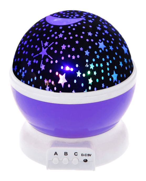 Вращающийся ночник-проектор "Звездное небо"  (фиолетовый)