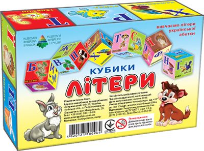 Кубики "Букви", 6 кубиків (укр) фото 1 Кубики "Букви", 6 кубиків (укр) фото 1