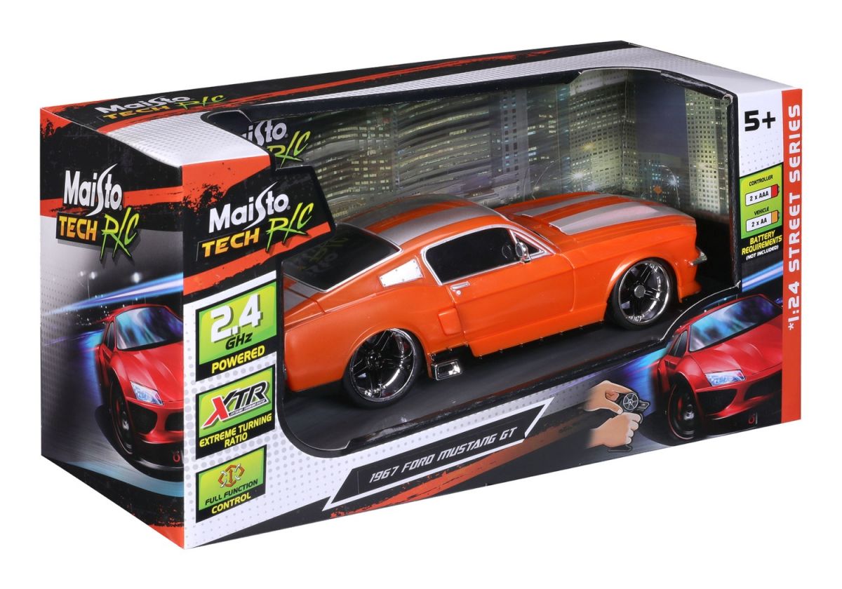 Машинка игрушечная на радиоуправлении 1967 Ford Mustang GT, масштаб 1:24 оранжевый  фото 13