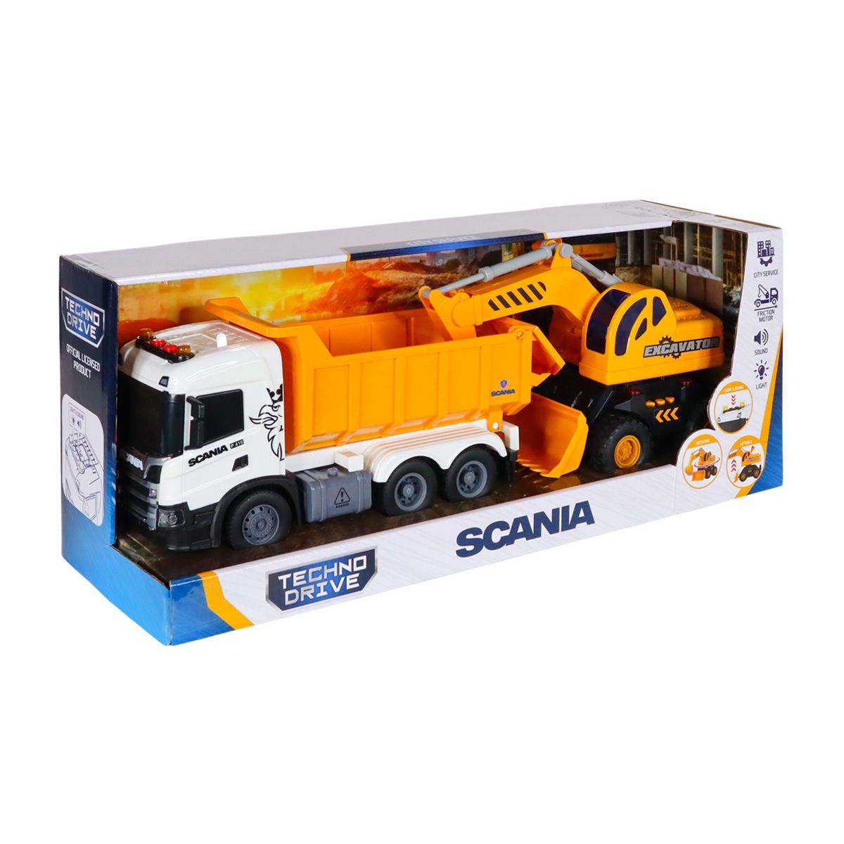 Ігровий набір серії 2 in 1 Truck – Самоскид Scania і екскаватор (світло, звук)  фото 13
