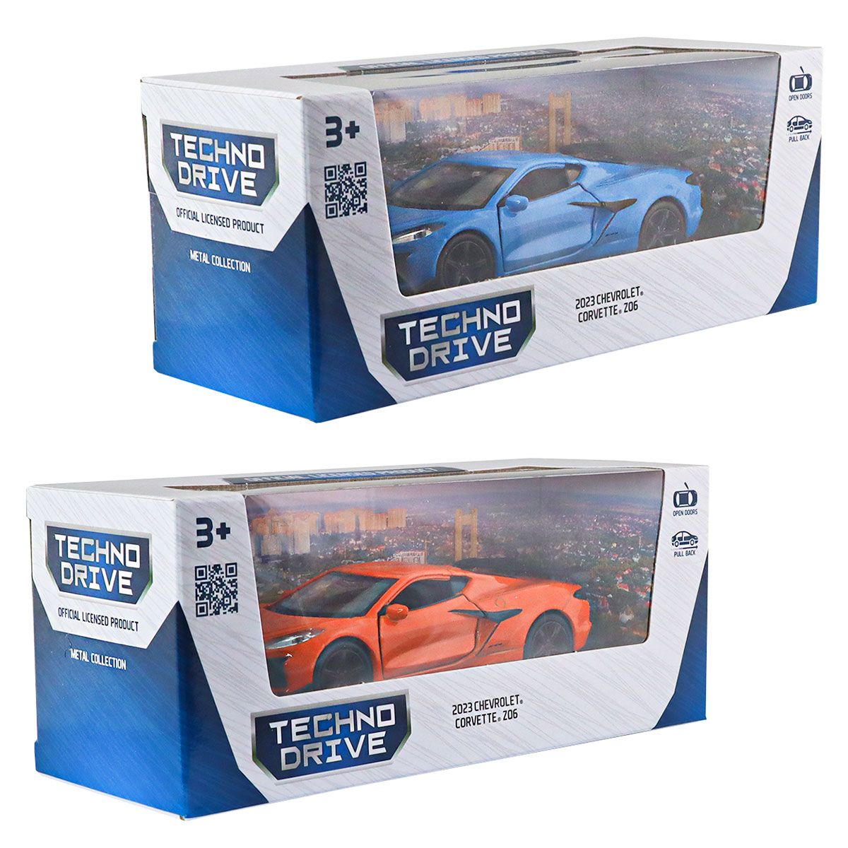 Автомодель - Chevrolet Corvette Z06 2023 (помаранчевий, світло-блакитний)  фото 13