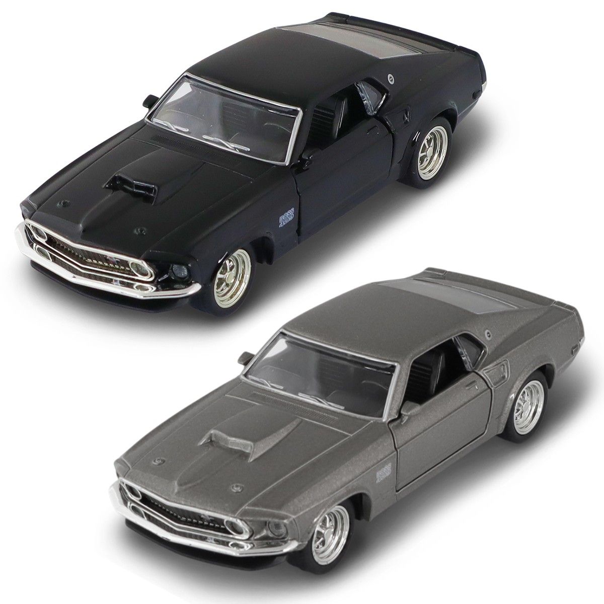 Автомодель – Ford Mustang Boss 429 1969 (серый, чёрный)  фото 13