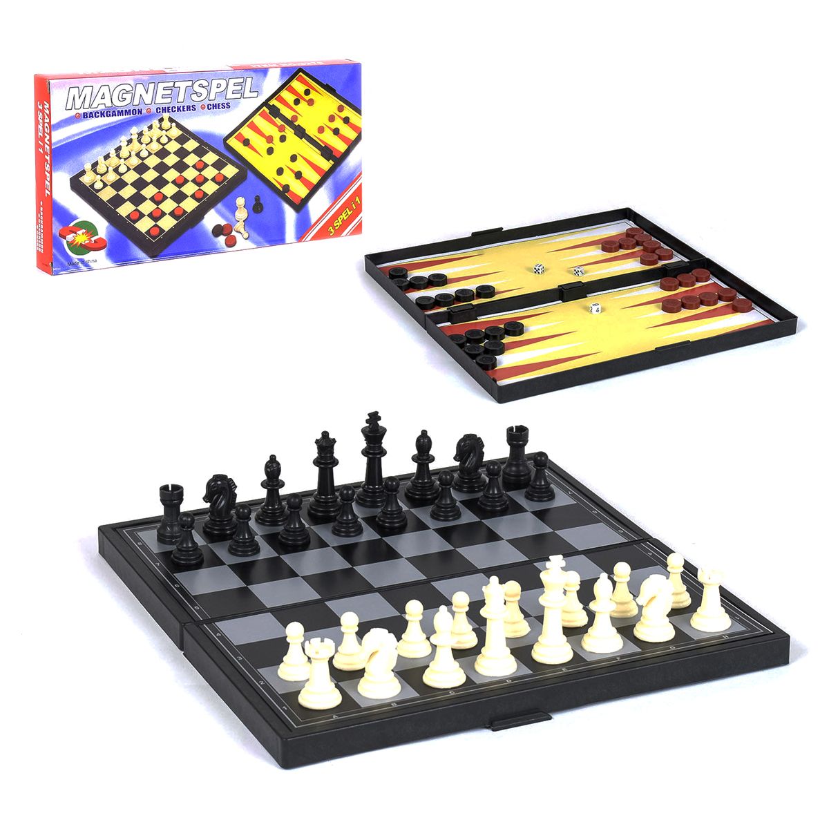 Шахматы пластик С 36815 (48) магнитные 3в1, в коробке [Коробка] - 6900067368157