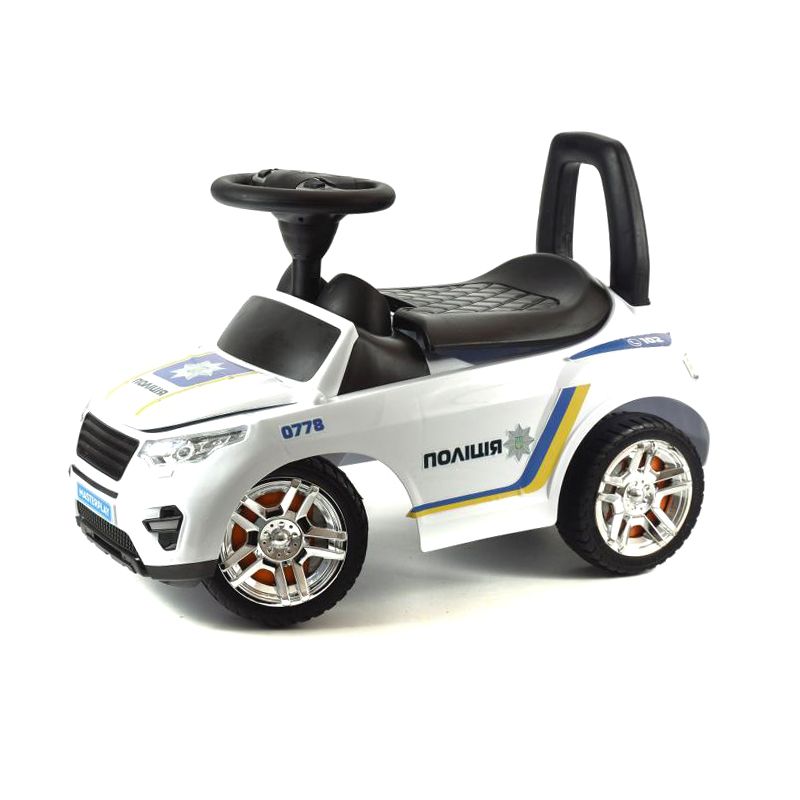 [2-006-W-U] Машина-каталка RR, цвет: белый (Полиция), с электроникой (, гр.  уп-ка: гф/ящ)
